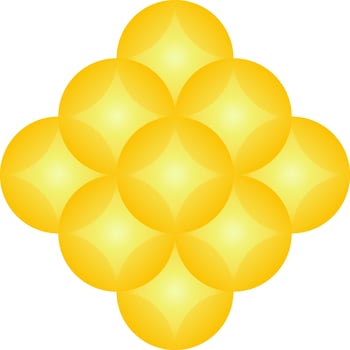 Group of golden circles forming a rhombus vector illustration for logo, icon, sign, symbol, badge, item, label, emblem or design