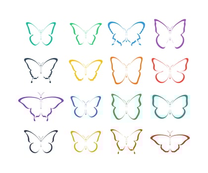 Colorful Butterflies collection. Butterfly in flat design. Butterflies in trendy flat design. Eps10 vector