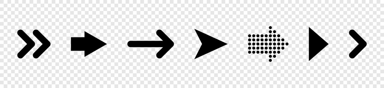 Arrows in a row. Arrows black icons isolated. Arrow vector icons. Eps10