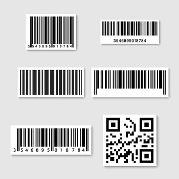 Set of realistic Barcode sticker. Bar code sticker icons. Eps10 vector