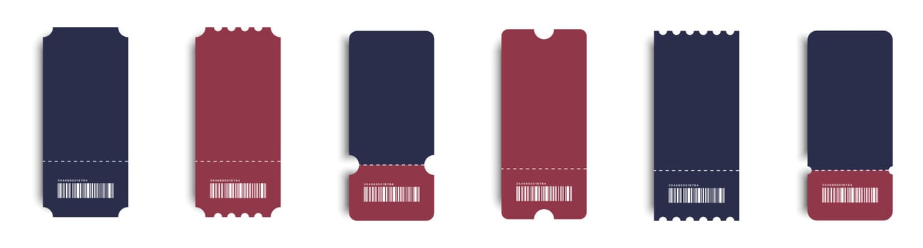 realistic Tickes set. blank Tickets with shadow. Coupon icons on white background. Coupon vector icons. Eps10