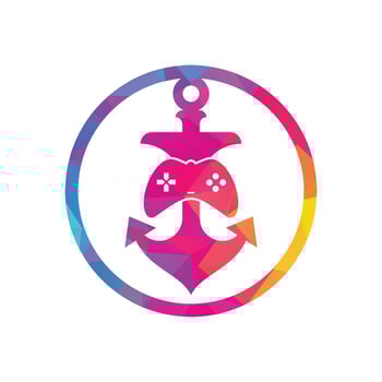 Game controller and anchor logo template. Joystick and anchor logo. Joystick and anchor icon. vector