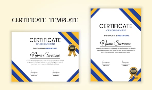 Modern certificate of achievement template. Diploma certificate design vector