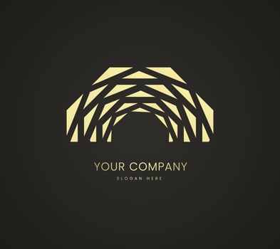 A half premium pieces triangles logo design, and pieces of circle cuts s templates for busineww and company. abstract gold logo creative minimal monochrome symbol design vector