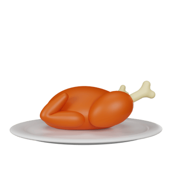 3d rendering roast turkey thanksgiving icon png