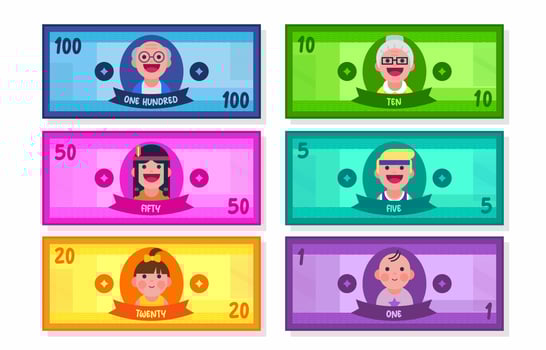 Fake Paper Money Element for Board Ganes vector