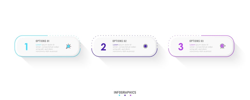 Vector Infographic label design template with icons and 3 options or steps. Can be used for process diagram, presentations, workflow layout, banner, flow chart, info graph.