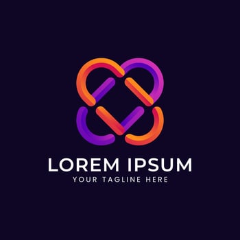 Modern themed gradient 3d abstract shape logo for technology companies, software, IT, businesses. Shapes like the letter X symbol, cross, infinity, cross heart, love, circle vector