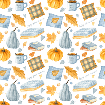 Watercolor autumn pattern png