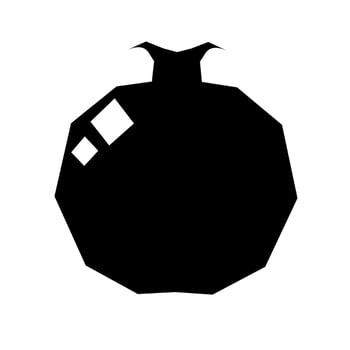 Vector icon of a pomegranate silhouette. Fruit is black on a white background. Great for fruit posters
