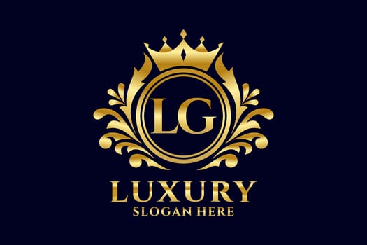 Initial LG Letter Royal Luxury Logo template in vector art for luxurious branding projects and other vector illustration.