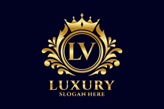 Initial LV Letter Royal Luxury Logo template in vector art for luxurious branding projects and other vector illustration.