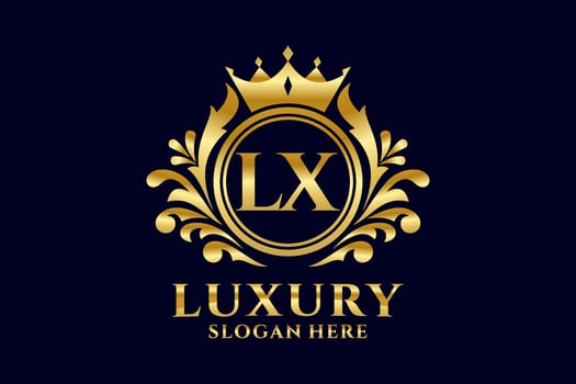 Initial LX Letter Royal Luxury Logo template in vector art for luxurious branding projects and other vector illustration.