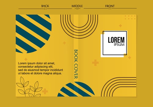 yellow book Covers with minimal design. Memphis style cool geometric background. for Banners, annual report, Placards, Posters, Flyers. vector illustration
