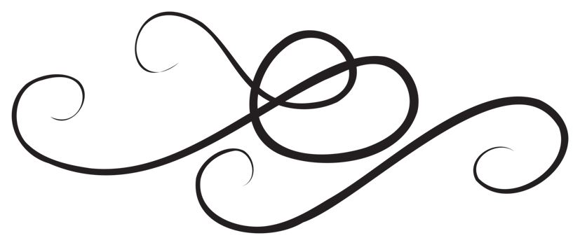 Calligraphic design element with black thin line. PNG with transparent background.