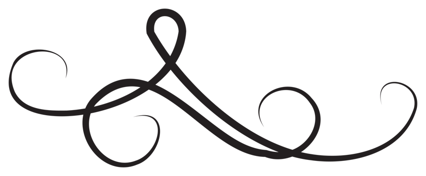 Calligraphic design element with black thin line. PNG with transparent background.