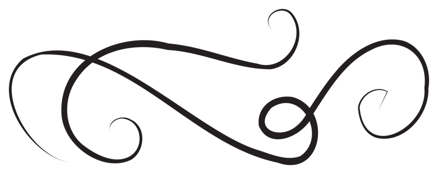 Calligraphic design element with black thin line. PNG with transparent background.