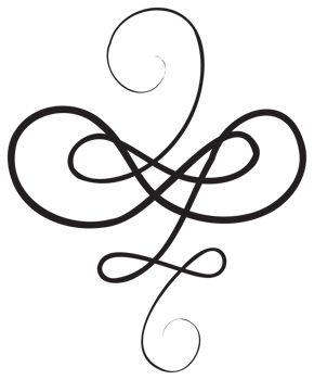 Calligraphic design element with black thin line. PNG with transparent background.