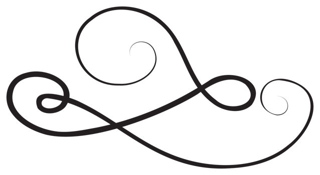 Calligraphic design element with black thin line. PNG with transparent background.