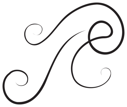 Calligraphic design element with black thin line. PNG with transparent background.