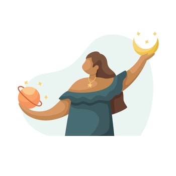 Vector illustration of an astrologer girl. A mystical profession. Flat style