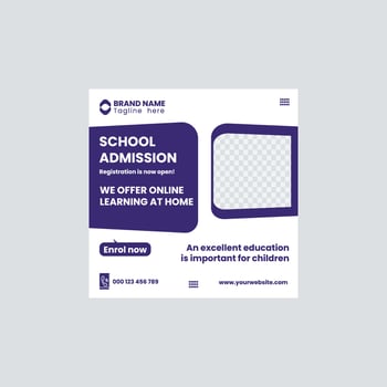 school admission social media post banner vector