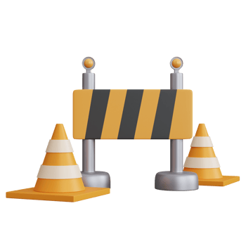 3d rendering road block with two traffic cone isolated png