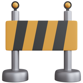 3d rendering road block with lights isolated png
