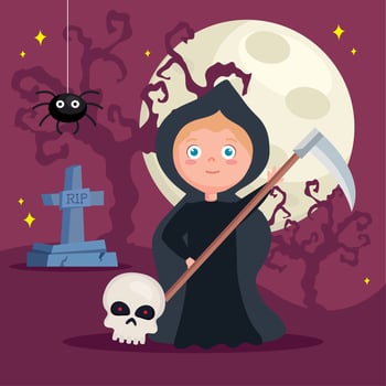 halloween with little reaper vector