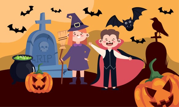 halloween kids in disguise vector
