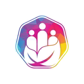 Leaf people logo design icon vector. Green community vector logo template.