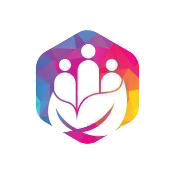 Leaf people logo design icon vector. Green community vector logo template.