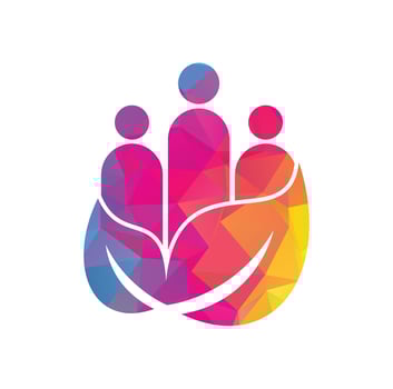 Leaf people logo design icon vector. Green community vector logo template.
