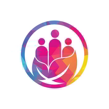 Leaf people logo design icon vector. Green community vector logo template.