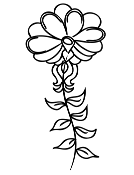 Line art flower drawing. PNG with transparent background.