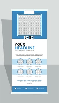 Corporate roll-up banner, Business roll-up banner, Roll up x stand banner vector