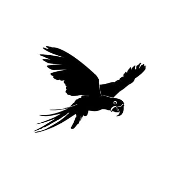 Flying Macaw Bird Silhouette for Logo, Pictogram, Art Illustration, Website or Graphic Design Element. Vector Illustration