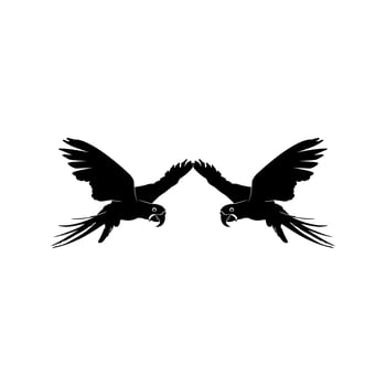Flying Pair of the Macaw Bird Silhouette for Logo, Pictogram, Art Illustration, Website or Graphic Design Element. Vector Illustration