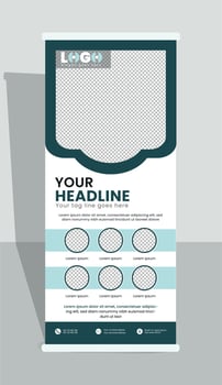 Corporate roll-up banner, Business roll-up banner, Roll up x stand banner vector