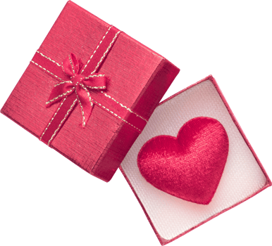 Gift box and red heart for love wedding or valentines day png