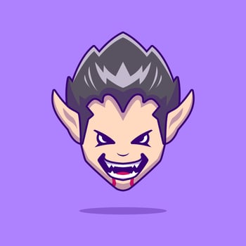 Dracula Head Cartoon Halloween Icon Illustration Design Vector