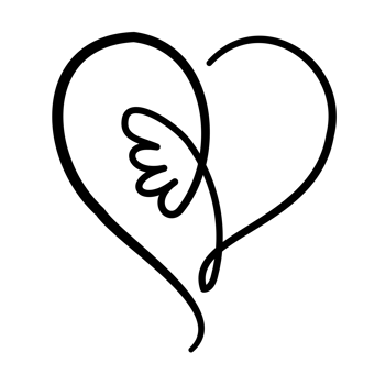 Line art heart with black thin line. PG with transparent background. png