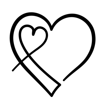 Line art heart with black thin line. PG with transparent background. png