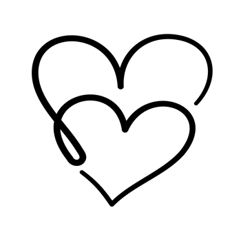 Line art heart with black thin line. PG with transparent background. png