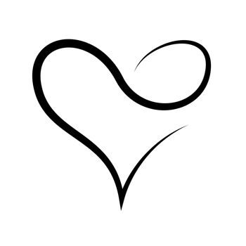 Line art heart with black thin line. PG with transparent background. png