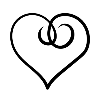 Line art heart with black thin line. PG with transparent background. png