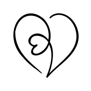 Line art heart with black thin line. PG with transparent background. png