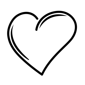 Line art heart with black thin line. PG with transparent background. png