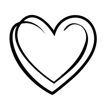 Line art heart with black thin line. PG with transparent background. png
