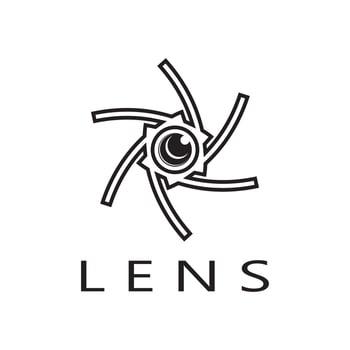 photography camera logo icon vector design template isolated on black background